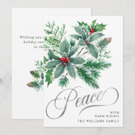 Tarjeta Festiva NAVIDADES de la sucursal PEACE Holly Berry saludan