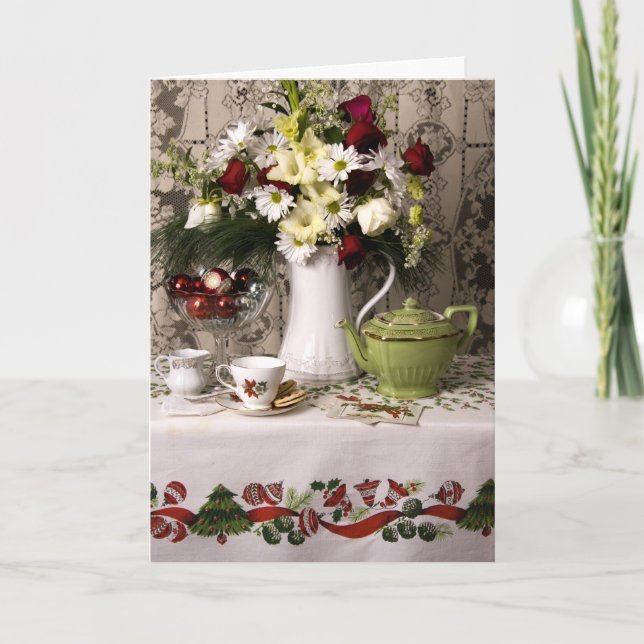 Tarjeta Festiva navidades de la Teatime Floral Still Life 2003 (Anverso)