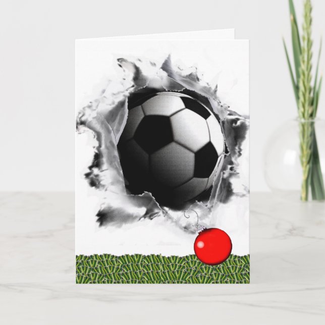 Tarjeta Festiva Navidades de la temporada de fútbol saludan (Anverso)