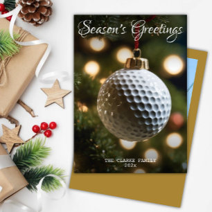 Tarjeta Festiva Navidades de la temporada de golf de oro