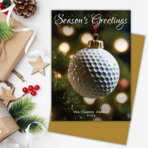 Tarjeta Festiva Navidades de la temporada de golf Gold