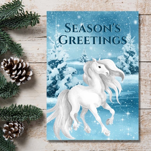 Tarjeta Festiva Navidades de la temporada de invierno del caballo  (Subido por el creador)