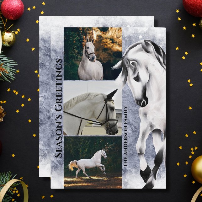 Tarjeta Festiva Navidades de la temporada de saludos de White Hors (Subido por el creador)