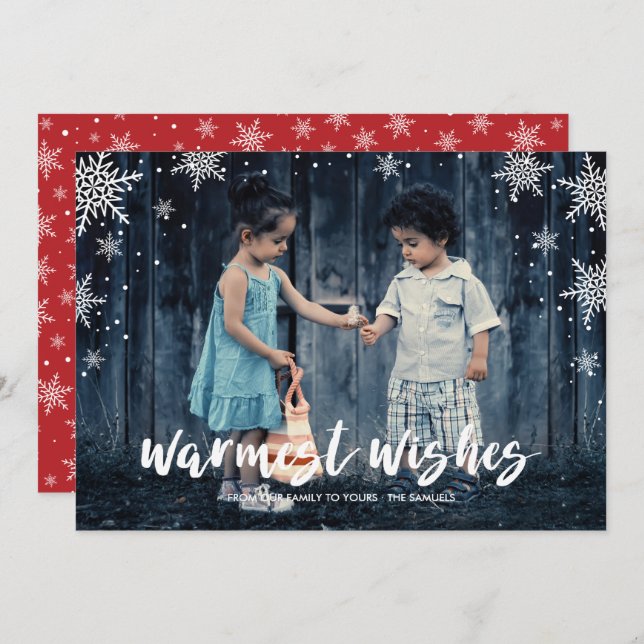 Tarjeta Festiva Navidades de la temporada de Snowflake (Anverso / Reverso)