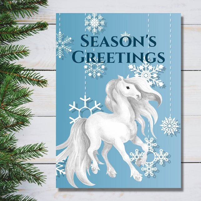 Tarjeta Festiva Navidades de la temporada de Snowflake en caballos (Subido por el creador)