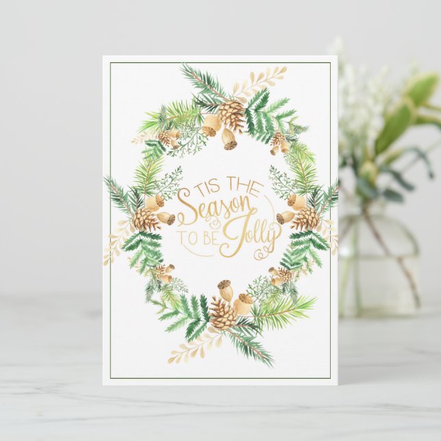 Tarjeta Festiva Navidades de la temporada de vacaciones de Gold Pi (Anverso de pie)