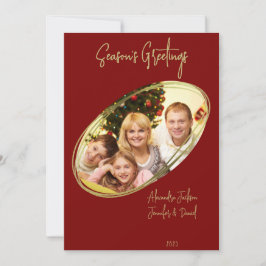 Tarjeta Festiva Navidades de la temporada Mínima Roja Profunda Sal