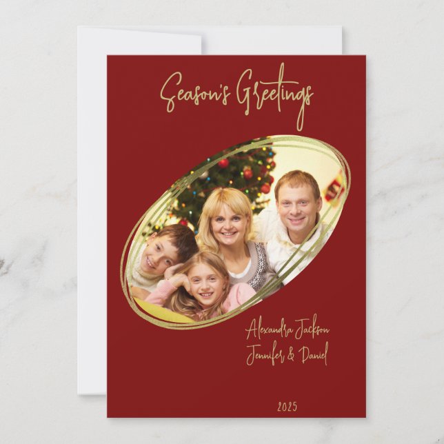 Tarjeta Festiva Navidades de la temporada Mínima Roja Profunda Sal (Anverso)