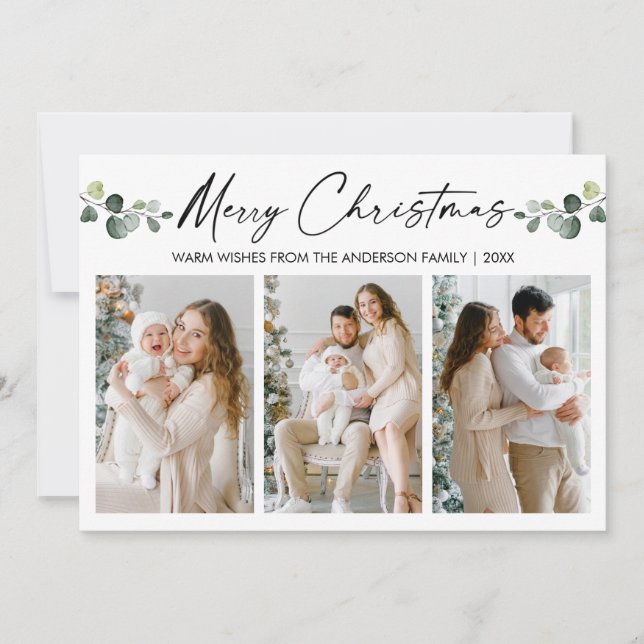 Tarjeta Festiva Navidades de la tinta de caligrafía acuarela Eucal (Anverso)