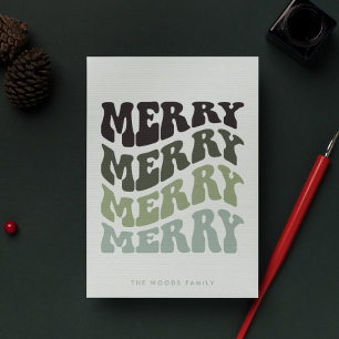 Tarjeta Festiva Navidades de la tipografía verde de Merry Groovy W