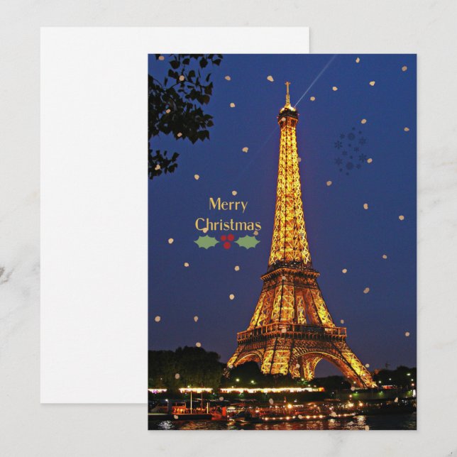 Tarjeta Festiva Navidades de la Torre Eiffel (Anverso / Reverso)
