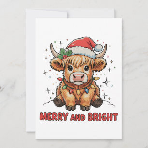 Tarjeta Festiva Navidades de la vaca bebé maleza y maleza