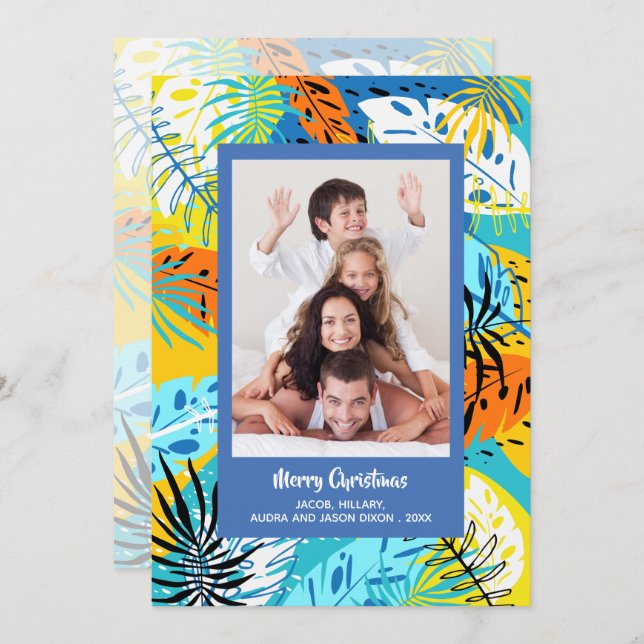 Tarjeta Festiva Navidades de la vegetación tropical foto (Anverso / Reverso)