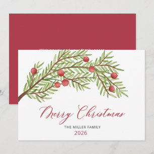 Tarjeta Festiva Navidades de la verde de estilo moderno de las Ber