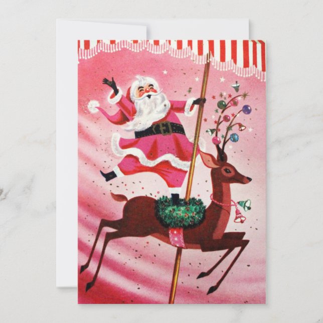 Tarjeta Festiva Navidades de la Vieja década de 1950 Santa sobre e (Anverso)