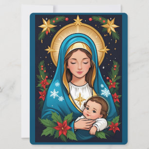 Tarjeta Festiva Navidades de la Virgen María Católica