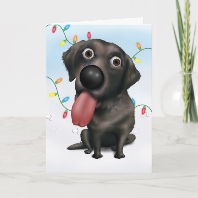 Tarjeta Festiva Navidades de Labrador Retriever (Black) (Anverso)