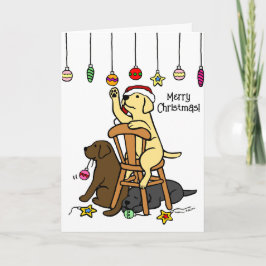 Tarjeta Festiva Navidades de Labradores y Ornamentos