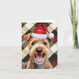 Tarjeta Festiva Navidades de Lakeland Terrier en vacaciones de per