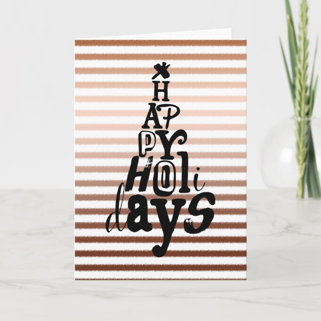 Tarjeta Festiva Navidades de las bandas Ombre de bronce de oro (Anverso)