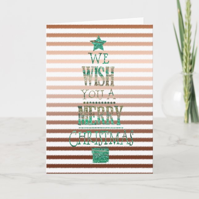 Tarjeta Festiva Navidades de las bandas Ombre de bronce de oro (Anverso)
