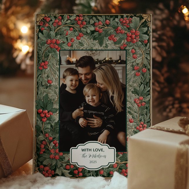 Tarjeta Festiva Navidades de las Berries Rojas Vintage (Subido por el creador)