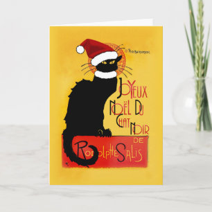 Tarjeta Festiva Navidades de Le Chat Noir Santa Hat