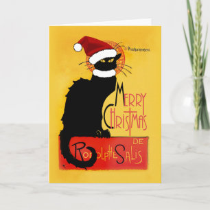 Tarjeta Festiva Navidades de Le Chat Noir Santa Hat
