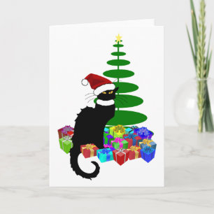 Tarjeta Festiva Navidades de Le Chat Noir Santa Hat