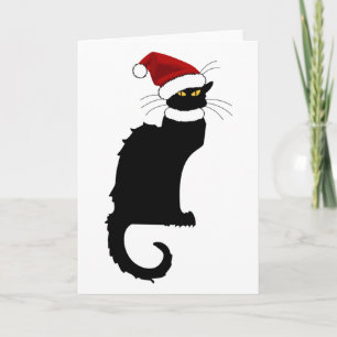 Tarjeta Festiva Navidades de Le Chat Noir Santa Hat