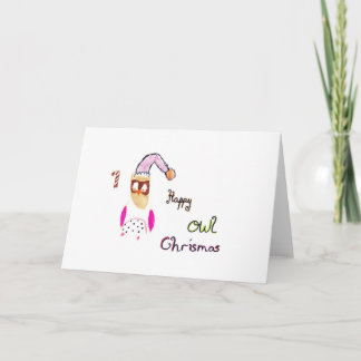 Tarjeta Festiva Navidades De Lechuza Feliz - De Alix R.