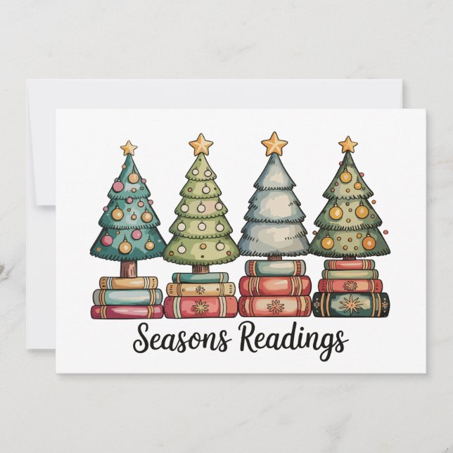 Tarjeta Festiva Navidades de lecturas de temporada libros navideño (Anverso)