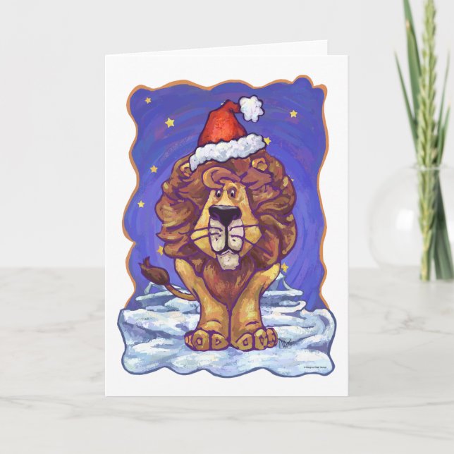 Tarjeta Festiva Navidades de leones (Anverso)