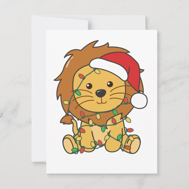 Tarjeta Festiva Navidades de leones Animales de invierno leones fe (Anverso)