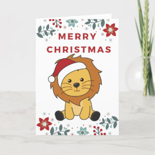 Tarjeta Festiva Navidades de leones niegan a los animales de invie