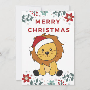 Tarjeta Festiva Navidades de leones niegan a los animales de invie