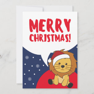 Tarjeta Festiva Navidades de leones niegan a los animales de invie