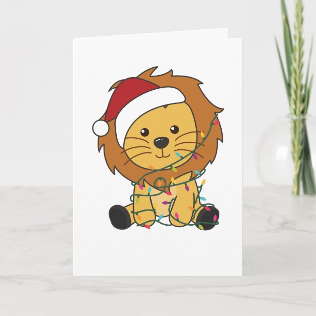 Tarjeta Festiva Navidades de leones Nieve Animales De Invierno Leo (Anverso)