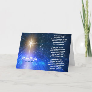 Tarjeta Festiva Navidades de letras de la noche silenciosa