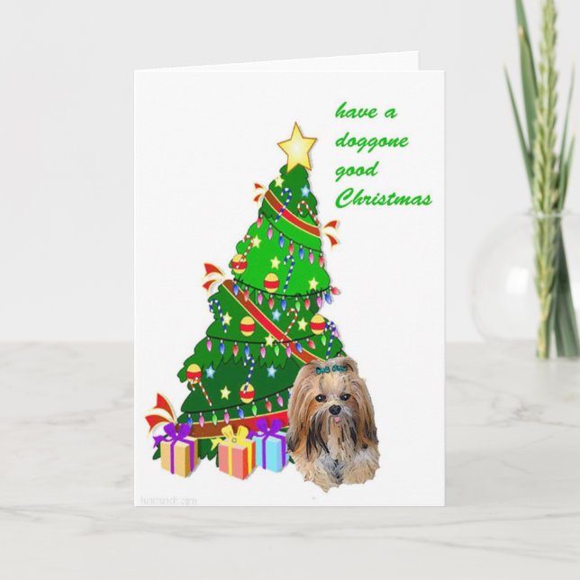 Tarjeta Festiva NAVIDADES de LHASA APSO (Anverso)
