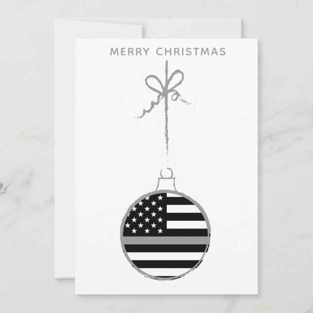 Tarjeta Festiva Navidades de línea gris delgada (Anverso)