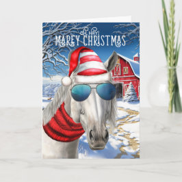 Tarjeta Festiva Navidades de Lipizzan White Horse divertidos MAREy