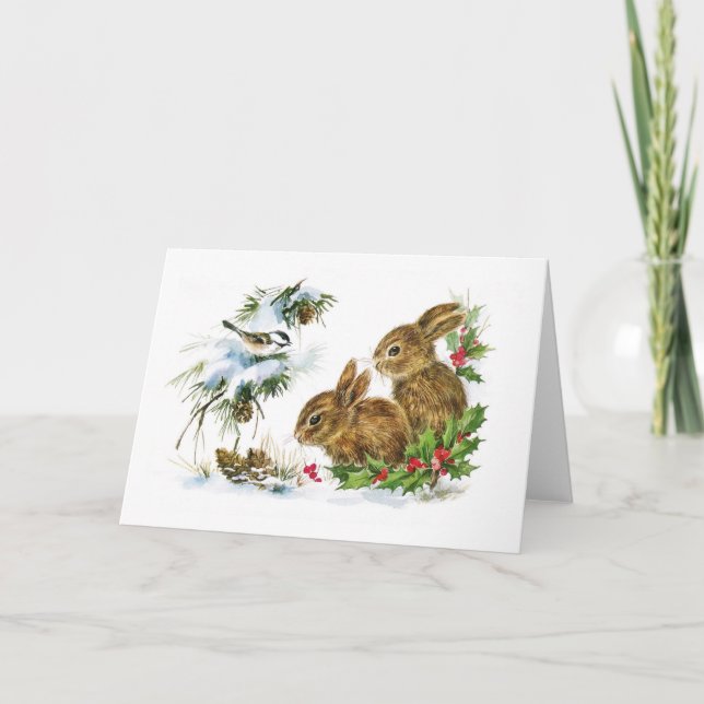 Tarjeta Festiva Navidades de Little Bunnies (Anverso)