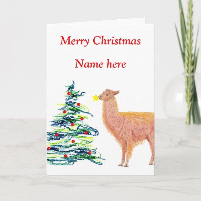 Tarjeta Festiva Navidades de Llama (Anverso)