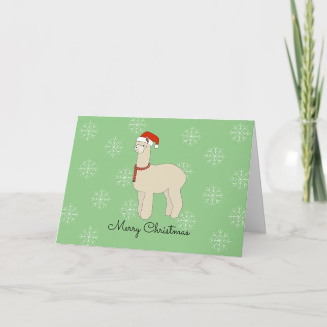 Tarjeta Festiva Navidades de Llama Snowflakes (Anverso)
