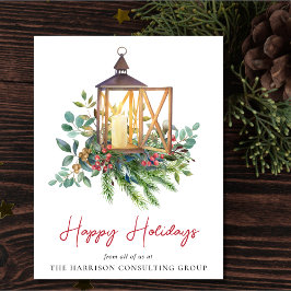 Tarjeta Festiva Navidades de logotipo empresarial acuarela