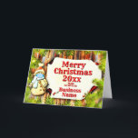 Tarjeta Festiva Navidades de Logotipo Promo Business Snowman Trees<br><div class="desc">Envíe a sus clientes sus mejores Navidades 20xx con esta tarjeta de felicitación para Navidades de empresa y Snowman (con máscara facial) - Añada su nombre de negocio y logotipo - - Cambie CUALQUIER texto de bienvenida para decir exactamente lo que desee. - Y hay espacios de texto extra para...</div>