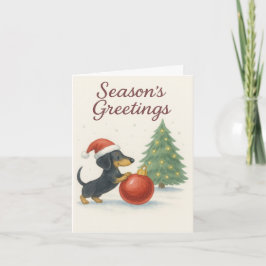 Tarjeta Festiva Navidades de los amantes del perro Dachshund Tarje