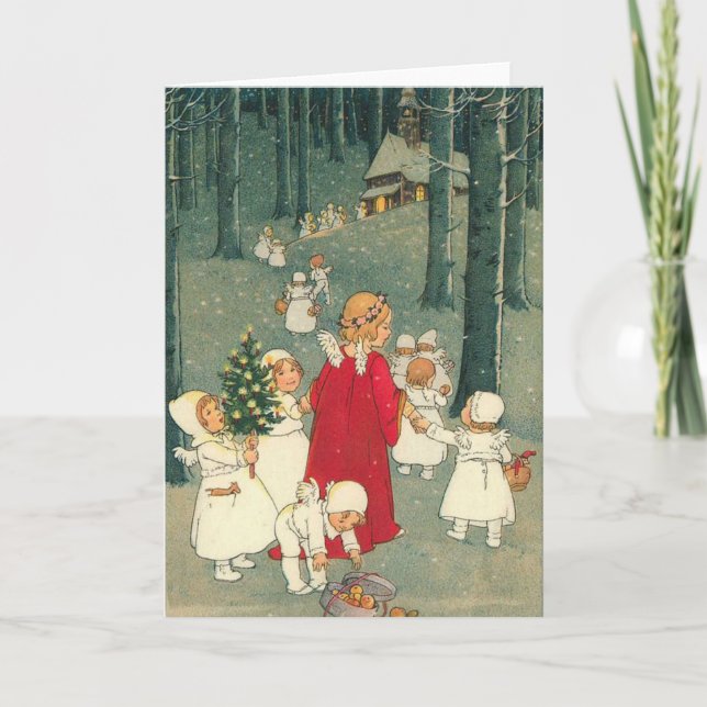 Tarjeta Festiva Navidades de los ángeles forestales (Anverso)
