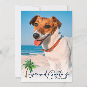 Tarjeta Festiva Navidades de los mares costeros y saludos de playa